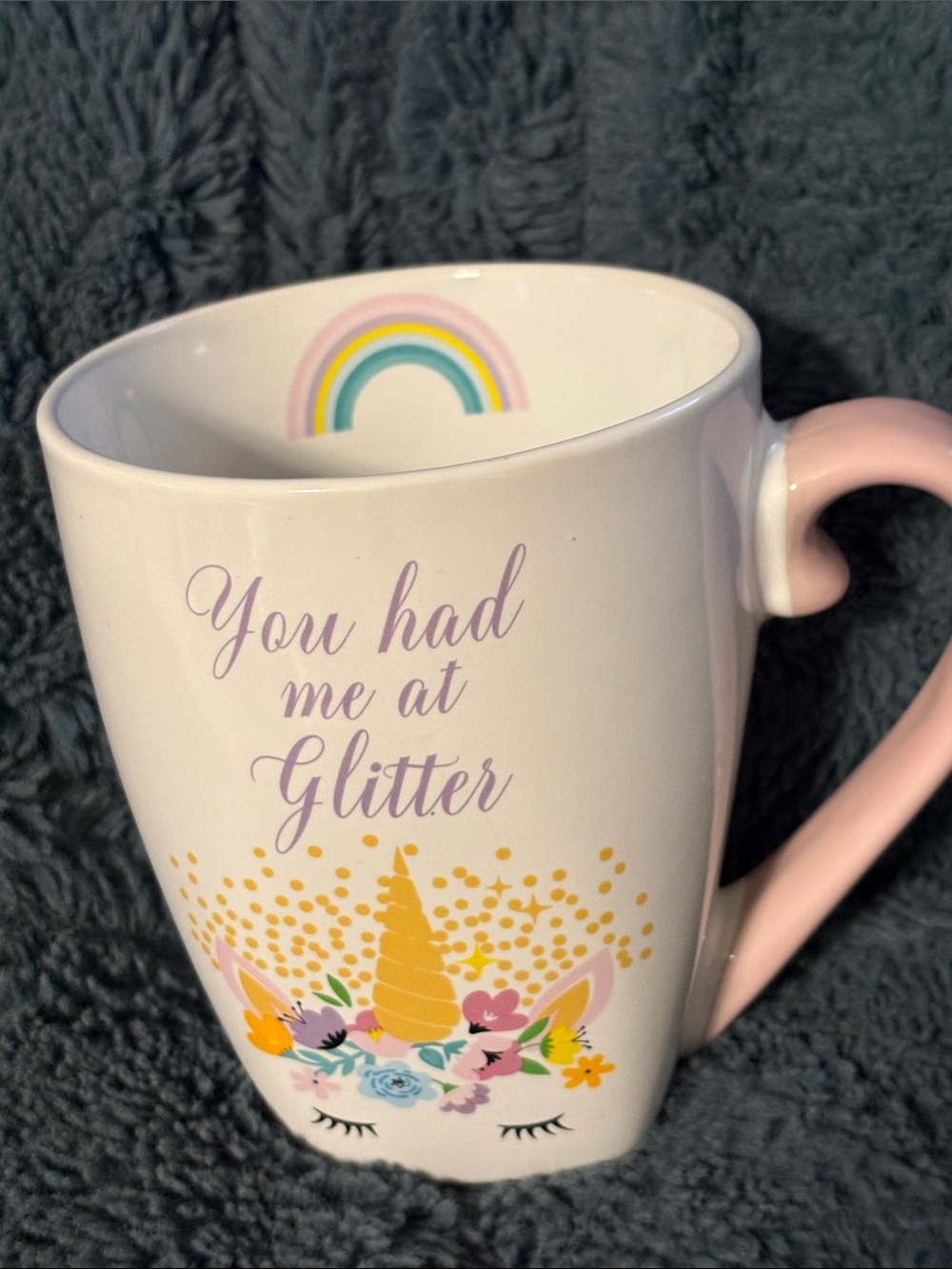 Unbranded Pink Unicorn 'You Had Me at Glitter' Ceramic Mug